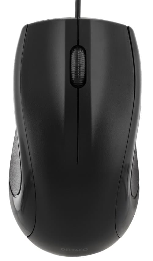 DELTACO optisk mus, 1200 DPI, 125 Hz, 3 knappar med scroll, USB