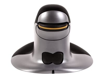 Fellowes Penguin Medium - Vertikal mus - ergonomisk - höger- och vänsterhänta - laser - trådlös - 2.4 GHz - trådlös USB-mottagare - svart, silver