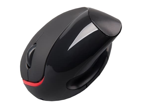 C-TECH VEM-07 - Vertikal mus - ergonomisk - optisk - 5 knappar - trådlös - 2.4 GHz - trådlös USB-mottagare - svart