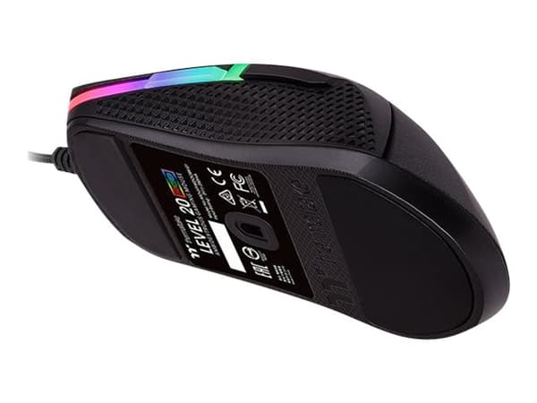 Thermaltake Level 20 RGB, Molempikätinen, Optinen, USB A-tyyppi, 16000 DPI, Musta