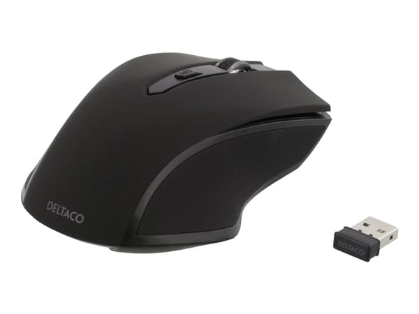 DELTACO MS-763 - Mus - optisk - 5 knapper - trådløs - USB trådløs mottaker - svart