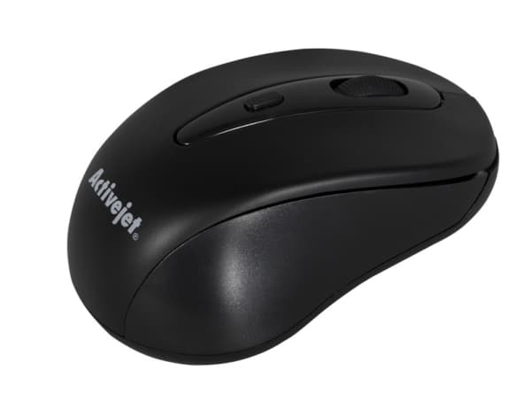 Activejet AMY-213, Ambidextrous, Optisk, RF Trådlös, 1600 DPI, Svart