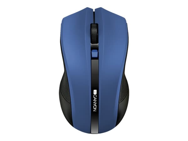 Canyon CNE-CMSW05BL - Mus - höger- och vänsterhänta - optisk - 4 knappar - trådlös - 2.4 GHz - trådlös USB-mottagare - blå - detaljhandel