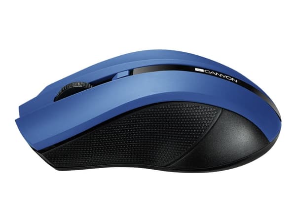 Canyon CNE-CMSW05BL - Mus - höger- och vänsterhänta - optisk - 4 knappar - trådlös - 2.4 GHz - trådlös USB-mottagare - blå - detaljhandel