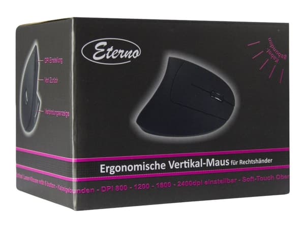 Inter-Tech Eterno KM-206WR - Vertikal - vertikal mus - ergonomisk - høyrehendt - optisk - 6 knapper - kablet - USB 2.0 - løsvekt