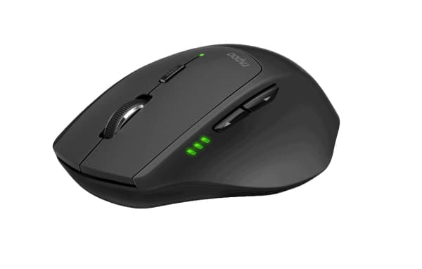 Rapoo MT550 - Mus - optisk - 6 knappar - trådlös - 2.4 GHz, Bluetooth 4.0, Bluetooth 3.0 - trådlös USB-mottagare - svart