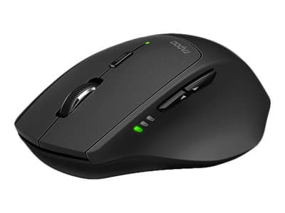Rapoo MT550 - Mus - optisk - 6 knappar - trådlös - 2.4 GHz, Bluetooth 4.0, Bluetooth 3.0 - trådlös USB-mottagare - svart