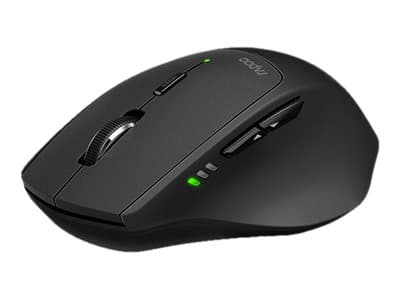 Rapoo MT550 - Mus - optisk - 6 knappar - trådlös - 2.4 GHz, Bluetooth 4.0, Bluetooth 3.0 - trådlös USB-mottagare - svart Svart