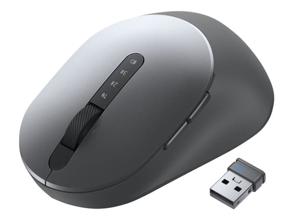 Dell MS5320W - Mus - optisk - 7 knappar - trådlös - 2.4 GHz, Bluetooth 5.0 - Titan gray - med 3 års avancerad utbytesservice
