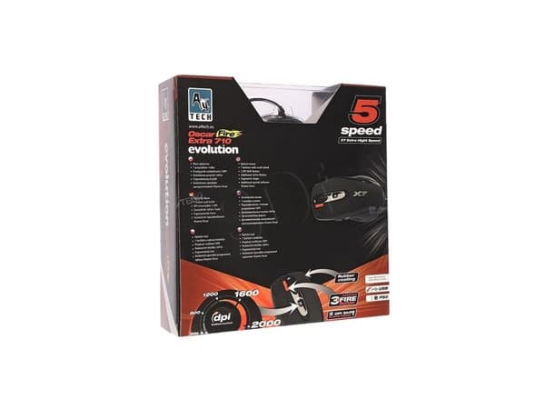 A4Tech XGAME Opto Oscar X710 Extra Fire - Mus - optisk - 7 knapper - kablet - USB - svart