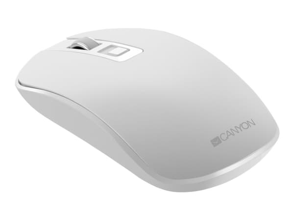 Canyon MW-18 - Mus - höger- och vänsterhänta - optisk - 4 knappar - trådlös - 2.4 GHz - trådlös USB-mottagare - pärlvit - detaljhandel - blåsa