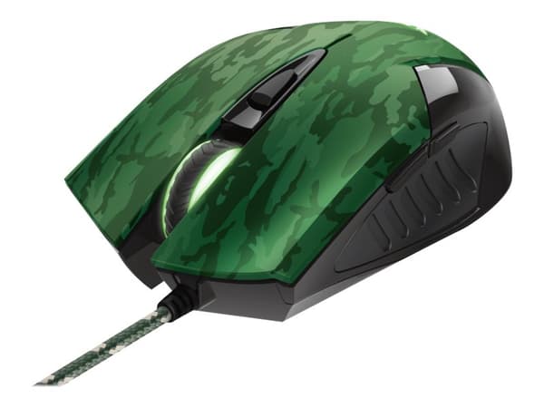 Trust Gaming GXT 781 Rixa - Mus - höger- och vänsterhänta - optisk - 6 knappar - kabelansluten - USB - kamouflagefärgad