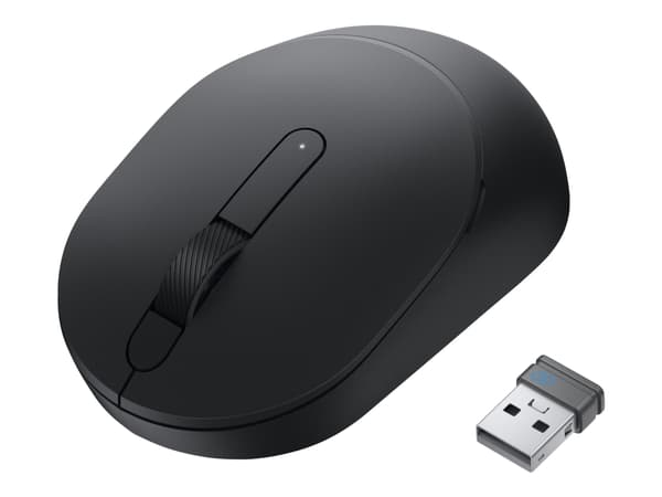 Dell MS3320W - Mus - optisk - 3 knappar - trådlös - 2.4 GHz, Bluetooth 5.0 - svart - med 3 års grundläggande maskinvarugaranti Svart