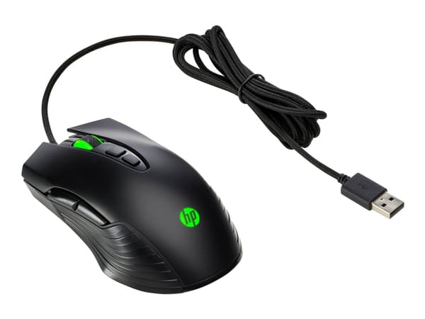 HP X220 Backlit Gaming - Mus - optisk - 7 knapper - kablet - svart - for HP 21, 22, 24, 27; Pavilion 24, 27, 32, TP01 Sort