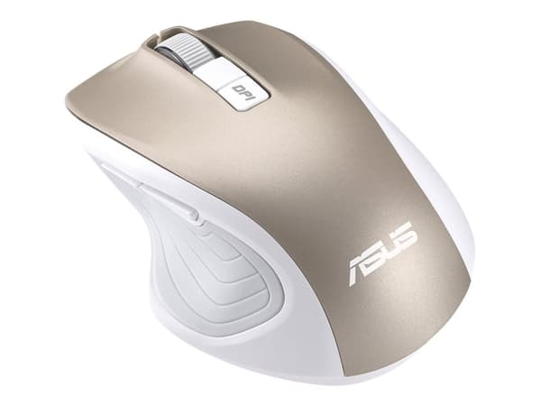 ASUS MW202 - Mus - optisk - 6 knapper - trådløs - 2.4 GHz - USB trådløs mottaker - muddergrå Gull