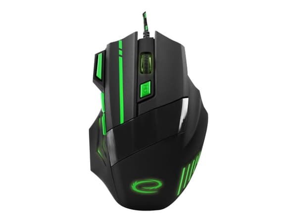 Esperanza MX201 WOLF - Mus - högerhänt - optisk - 7 knappar - kabelansluten - USB - grön