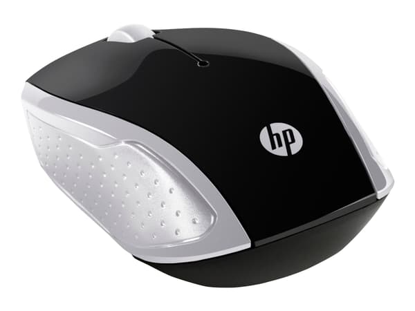 HP 200 - Mus - höger- och vänsterhänta - optisk - trådlös - 2.4 GHz - trådlös USB-mottagare - silver