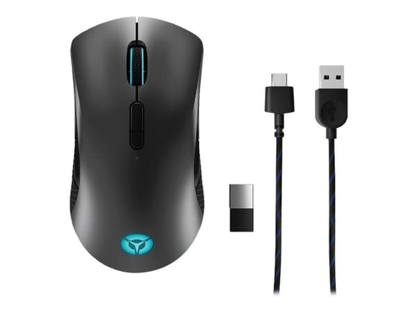Lenovo Legion M600 Gaming Mouse - Mus - höger- och vänsterhänta - optisk - 8 knappar - trådlös, kabelansluten - Bluetooth, 2.4 GHz, USB 2.0 - trådlös