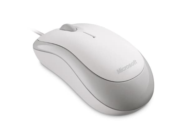Microsoft Basic Optical Mouse - Mus - høyre- og venstrehåndet - optisk - 3 knapper - kablet - USB - hvit