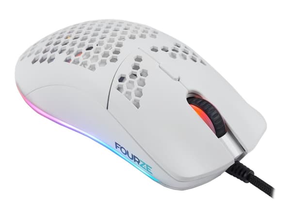Fourze GM800 RGB - Hiiri - Optinen - 5 painiketta - Langallinen - USB - Valkoinen - Valkoinen