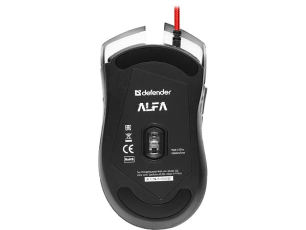 Defender Alfa GM-703L, högerhand, Optisk, USB Type-A, 3200 DPI, Svart