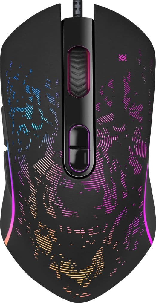 "defender mouse witcher gm-990, 3200dpi, optisk, 7 but., med usb-kabel, svart, gaming, rgb