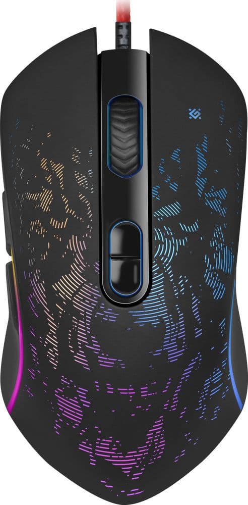"defender mouse witcher gm-990, 3200dpi, optisk, 7 but., med usb-kabel, svart, gaming, rgb