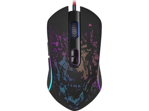 "defender mouse witcher gm-990, 3200dpi, optisk, 7 but., med usb-kabel, svart, gaming, rgb