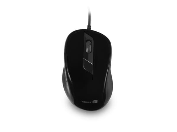 Connect IT CMO-1200-BK, Oikeakätinen, Optinen, USB A-tyyppi, 1000 DPI, Musta