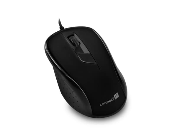 Connect IT CMO-1200-BK, högerhand, Optisk, USB Type-A, 1000 DPI, Svart Svart