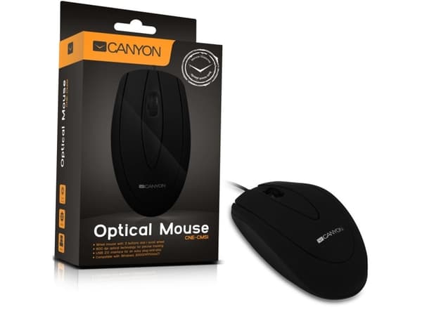 Canyon CNE-CMS1 - Mus - optisk - 3 knappar - kabelansluten - USB - svart Svart