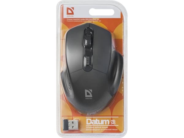 Defender Datum MB-345 - Mus - ergonomisk - optisk - 4 knapper - trådløs - 2.4 GHz - USB trådløs mottaker - svart
