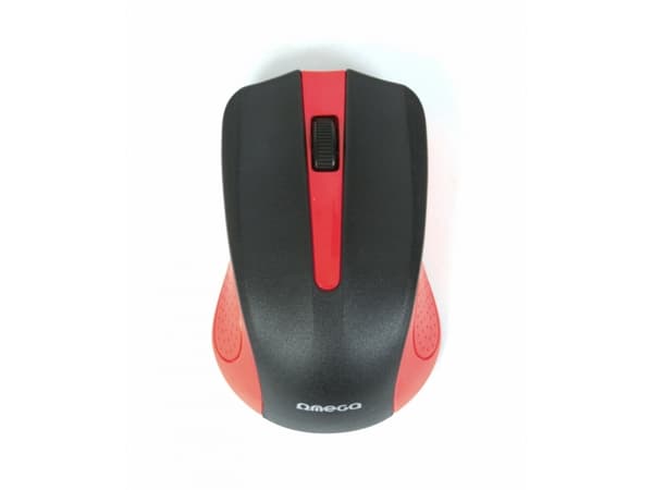 Omega OM05B, Ambidextrous, laser, USB Type-A, 1000 DPI, Svart, Röd