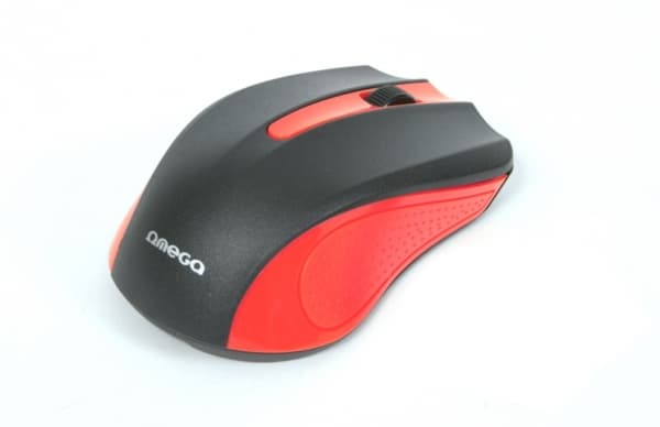 Omega OM05B, Ambidextrous, laser, USB Type-A, 1000 DPI, Svart, Röd