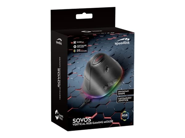 SPEEDLINK SOVOS Vertical RGB Gaming - Vertikal mus - ergonomisk - optisk - 7 knapper - kablet - USB - svart