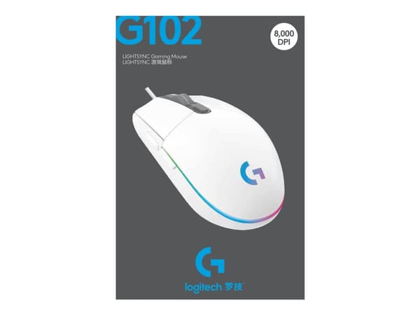 Logitech Gaming Mouse G102 LIGHTSYNC - Mus - høyrehendt - optisk - 6 knapper - kablet - USB - hvit