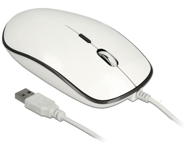 DeLOCK 12532, Molempikätinen, Optinen, USB A-tyyppi, 3200 DPI, Valkoinen