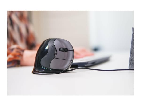 Bakker Elkhuizen Evoluent D Large - Vertikal mus - ergonomisk - högerhänt - optisk - 6 knappar - kabelansluten - USB