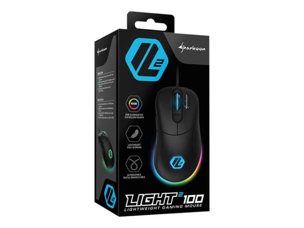 Sharkoon Light² 100 - Mus - högerhänt - optisk - 6 knappar - kabelansluten - USB