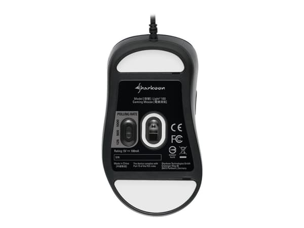 Sharkoon Light² 100 - Mus - högerhänt - optisk - 6 knappar - kabelansluten - USB