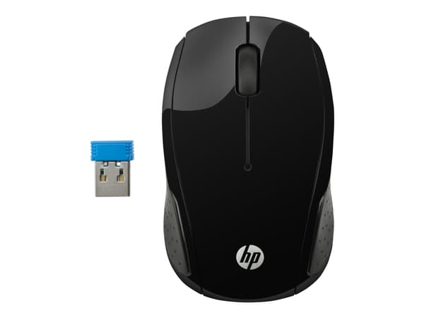 HP 220 - Mus - høyre- og venstrehåndet - optisk - trådløs - 2.4 GHz - USB trådløs mottaker - for Pavilion 24, 27, 32, 590, 595, TP01 Sort