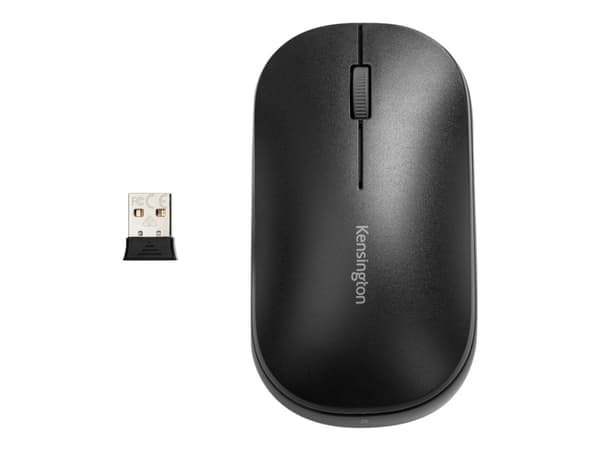 Kensington SureTrack Dual Wireless Mouse - Mus - optisk - 4 knapper - trådløs - 2.4 GHz, Bluetooth 5.0 LE, Bluetooth 3.0 - USB trådløs mottaker - sva