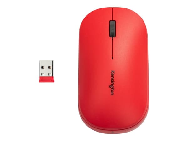 Kensington SureTrack - Mus - optisk - 4 knapper - trådløs - 2.4 GHz, Bluetooth 5.0 LE, Bluetooth 3.0 - USB trådløs mottaker - rød