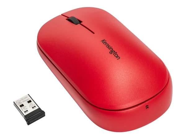 Kensington SureTrack - Mus - optisk - 4 knapper - trådløs - 2.4 GHz, Bluetooth 5.0 LE, Bluetooth 3.0 - USB trådløs mottaker - rød