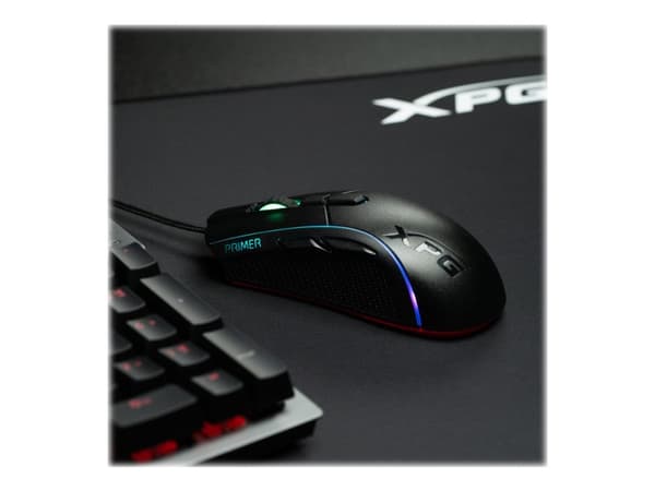 XPG Primer - Mus - optisk - 7 knappar - kabelansluten - USB - svart