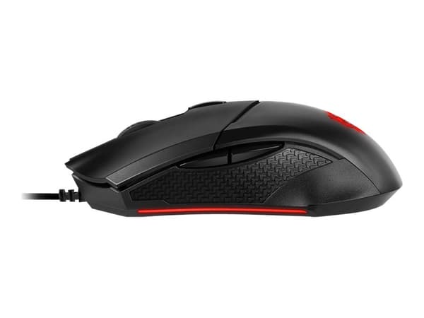 MSI Clutch GM08 - Mus - höger- och vänsterhänta - optisk - 6 knappar - kabelansluten - USB - svart