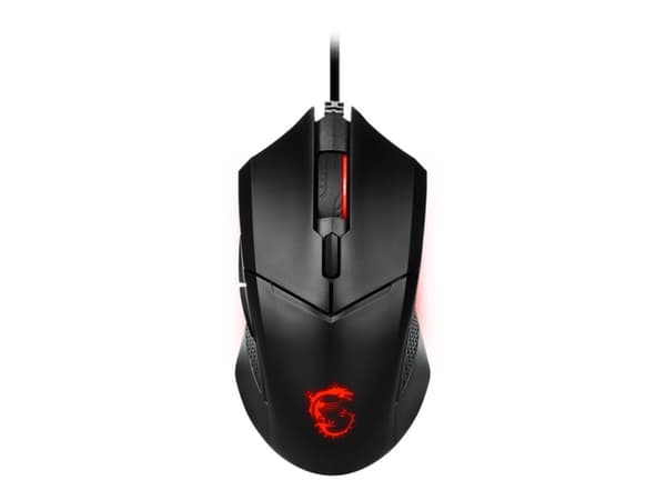 MSI Clutch GM08 - Mus - höger- och vänsterhänta - optisk - 6 knappar - kabelansluten - USB - svart