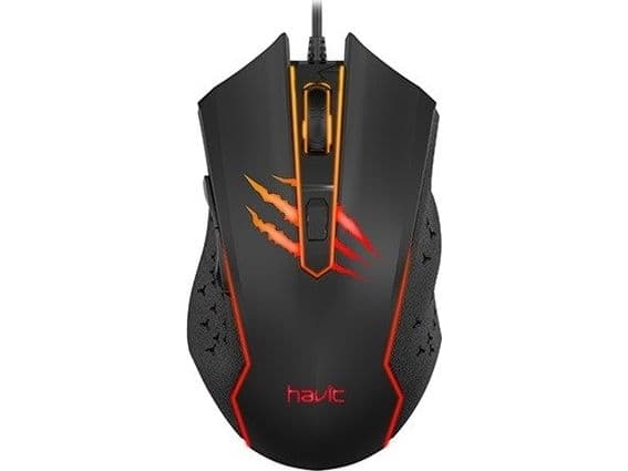 Havit Gaming Series MS1027 - Mus - ergonomisk - optisk - 6 knappar - kabelansluten - USB - svart