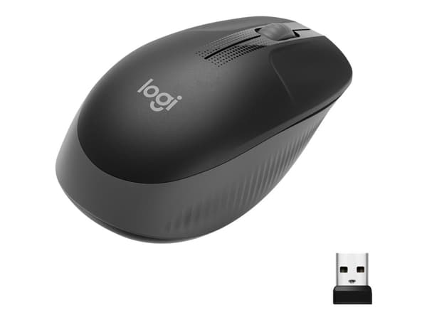 Logitech M190 - Mus - optisk - 3 knapper - trådløs - USB trådløs mottaker - koksgrå Kull