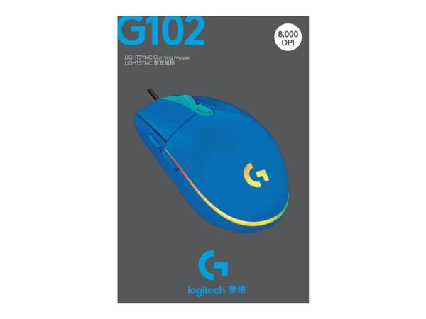 Logitech Gaming Mouse G102 LIGHTSYNC - Mus - høyrehendt - optisk - 6 knapper - kablet - USB - blå